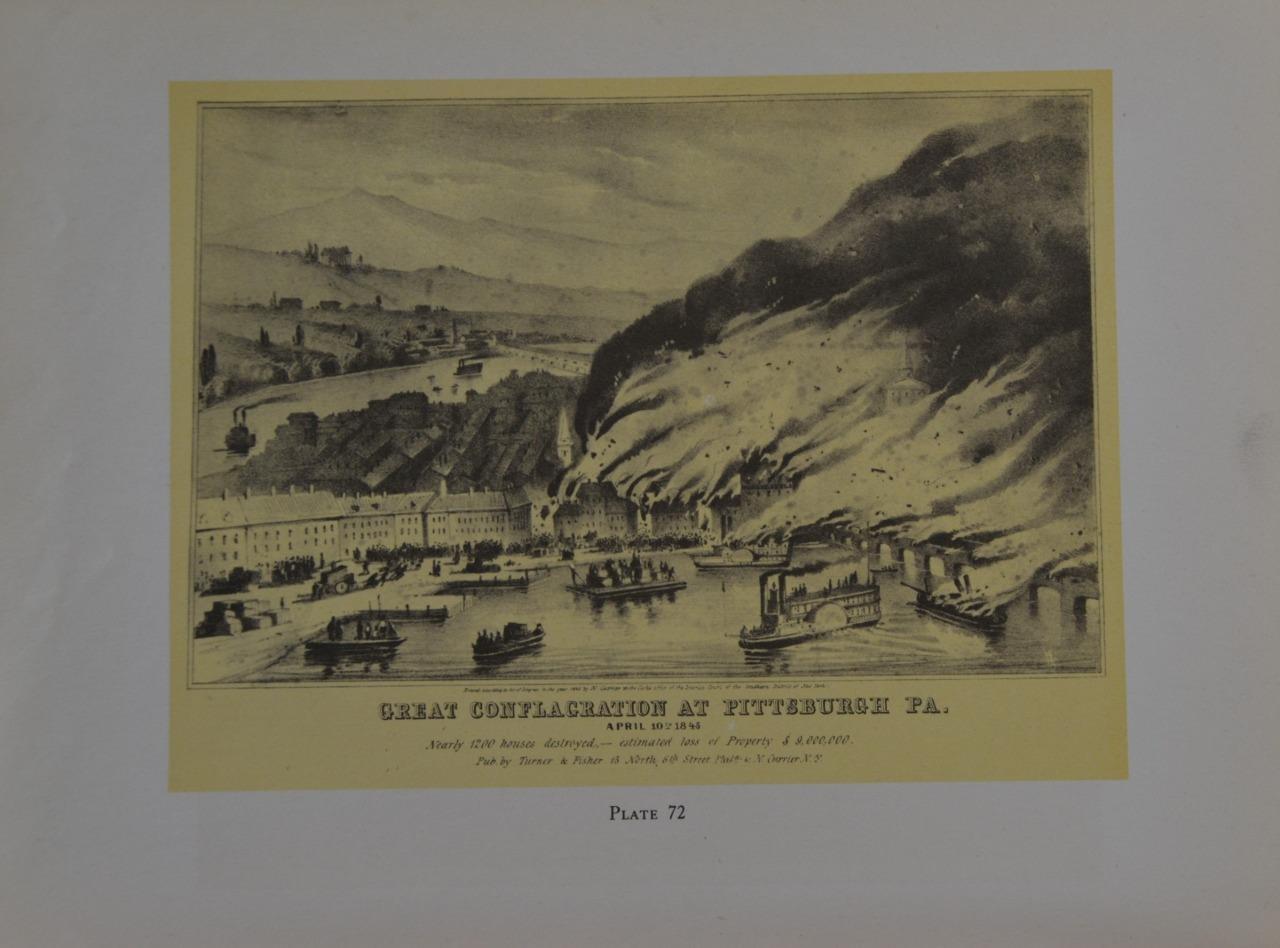 Vintage Currier & Ives Great Pittsburgh Fire of 1845 Art Print Wal Art 1942