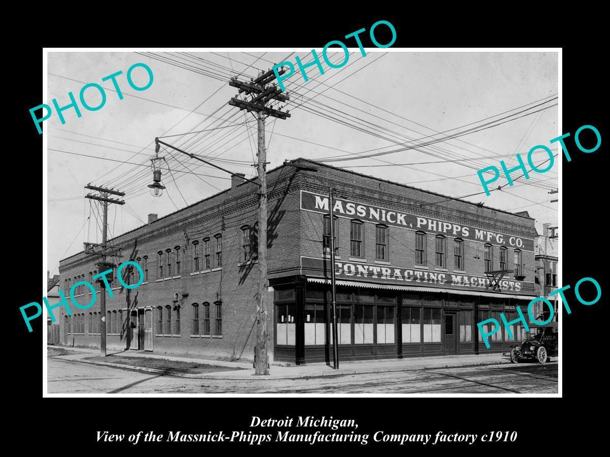 OLD 8x6 HISTORIC PHOTO OF DETROIT MICHIGAN THE MASSNICK PHIPPS FACTORY c1910