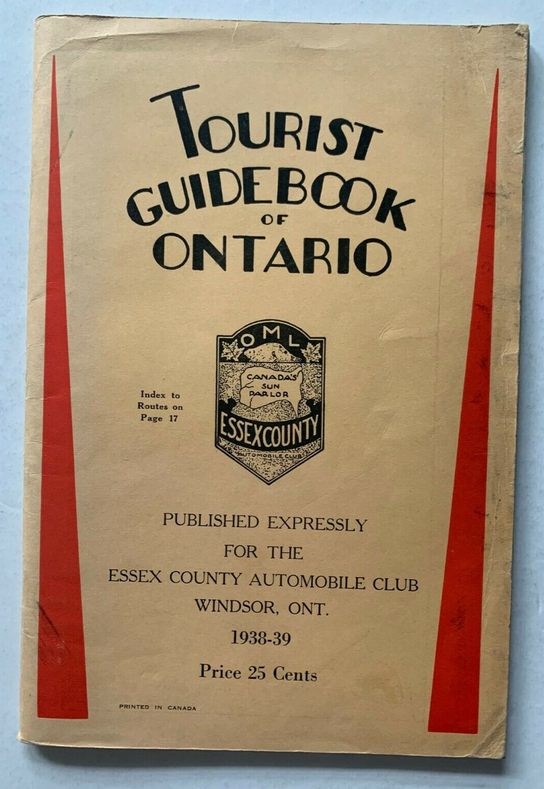 Vintage 1938-39 Tourist Guidebook of Ontario travel brochure booklet maps Canada