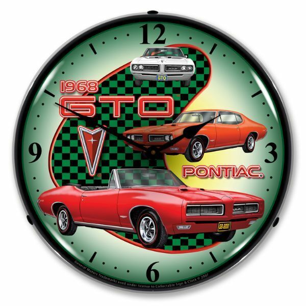 1968 Pontiac GTO LED Clock Car Man Cave Game Room Wall Lighted Nostalgic