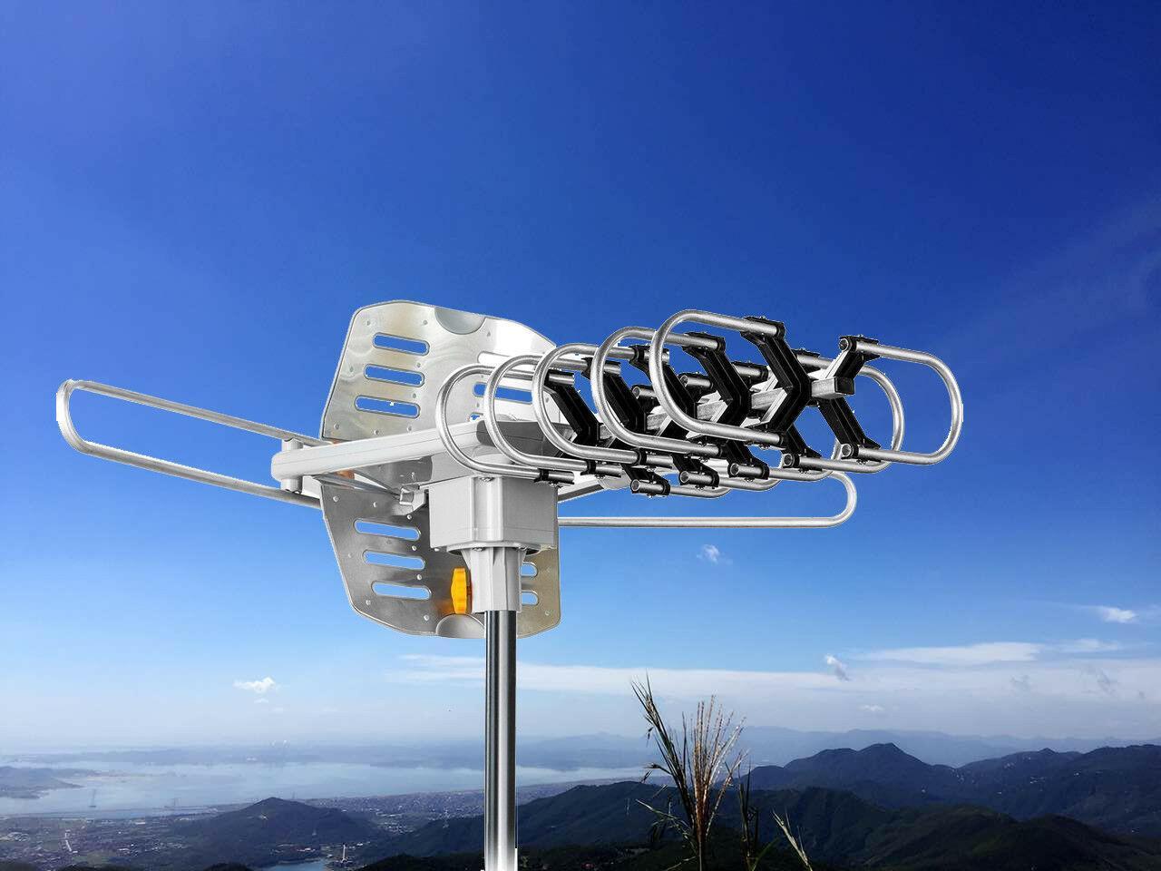 990Mile HDTV 1080P Outdoor Amplified Digital TV Antenna 360° Rotor 36dB UHF VHF