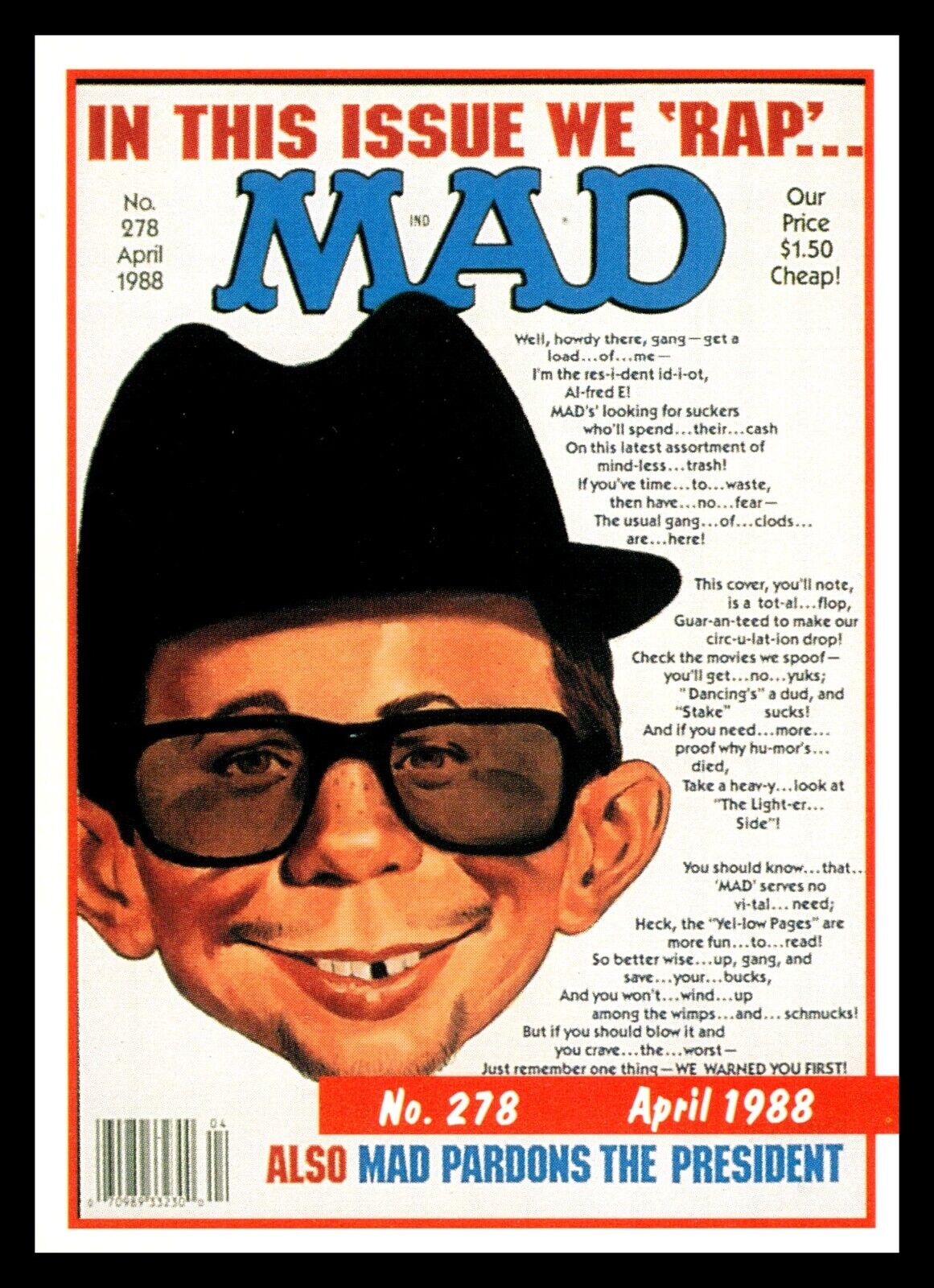 1992 LIME ROCK APRIL 1988 MAD MAGAZINE TRADING CARD #273 This Issue We Will Rap