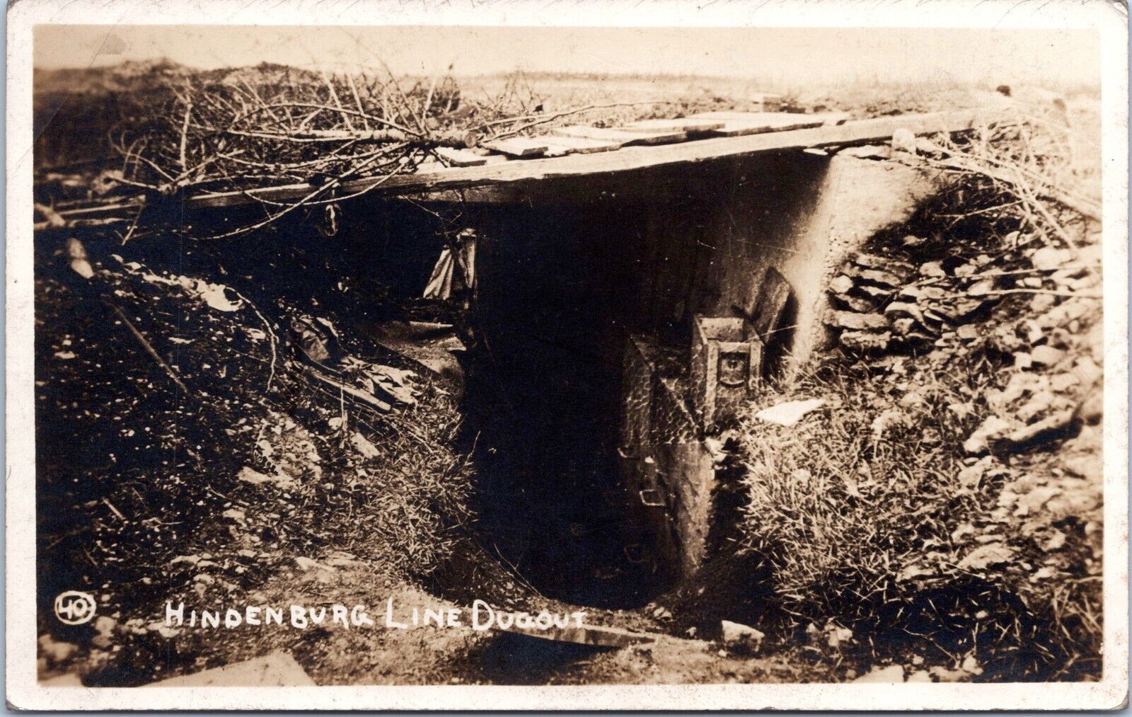 RPPC - German Dugout Hindenburg Line, Western Front, World War I- Photo Postcard