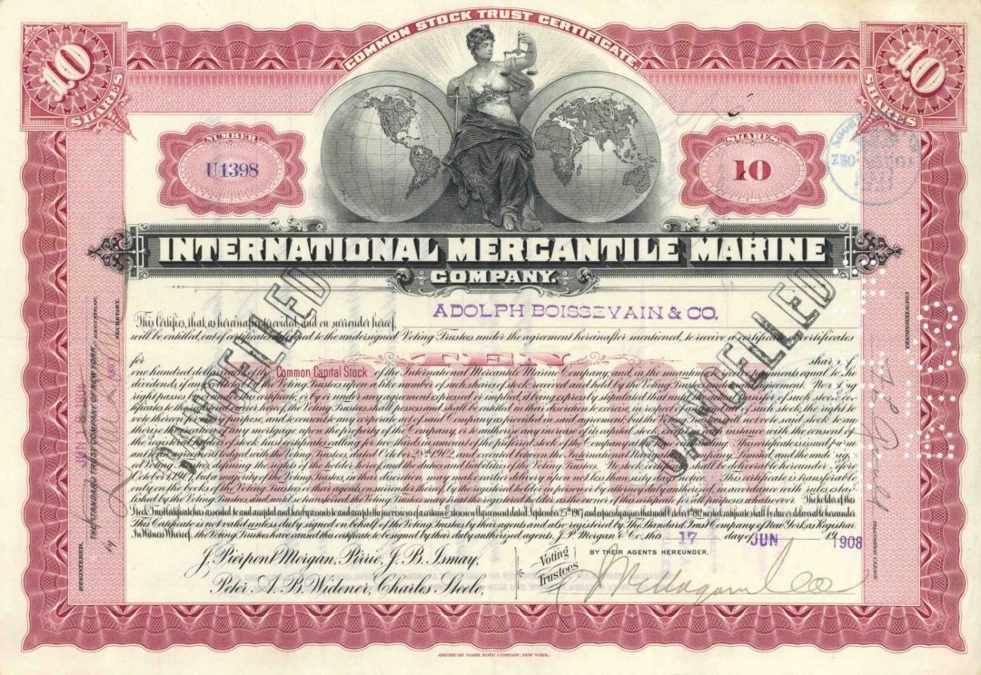 Extra Rare Type International Mercantile Marine Co. - Company that Made the Tita