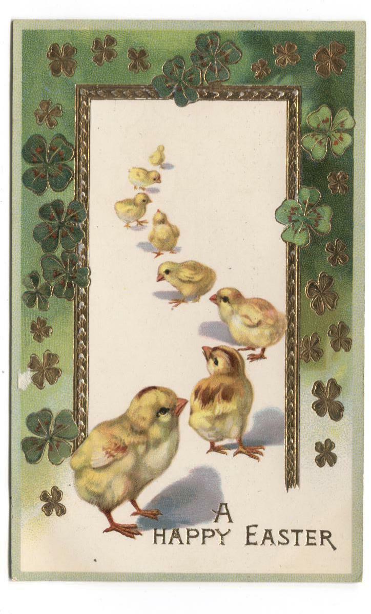 Postcard A Happy Easter Little Chicks 