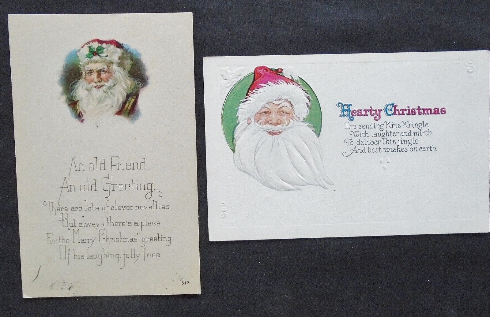 2  Santa Post Cards Circa 1910-1920   1 embossed  2986