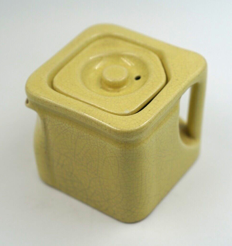 THE CUBE Teapot - Yellow Vintage Art Deco 1920s - Tunstall Made in England