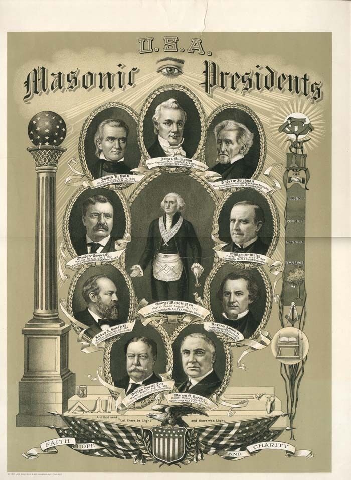U.S.A. Masonic Presidents - Masonic Poster - Miscellaneous