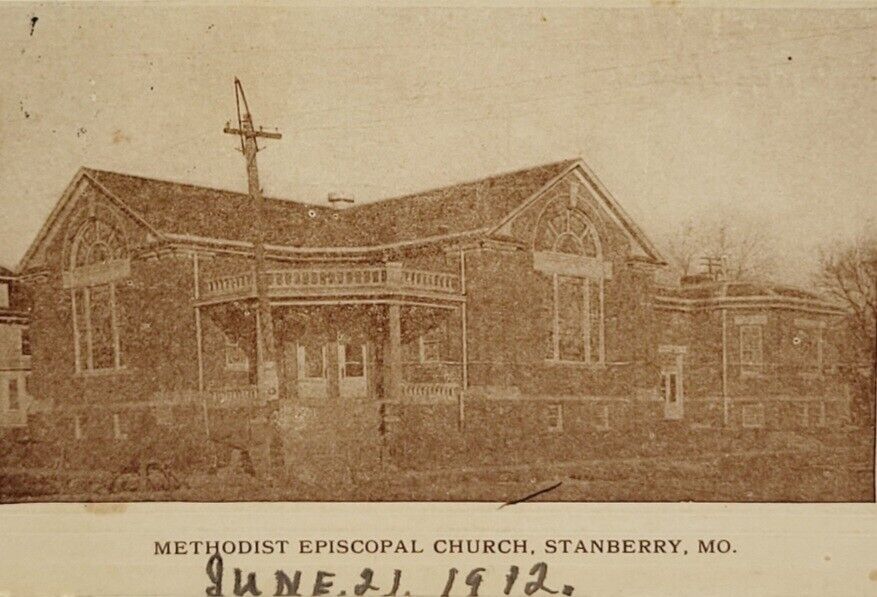 Rare 1912 Antique Postcard Methodist Episcopal Church Stanberry Missouri - Milan