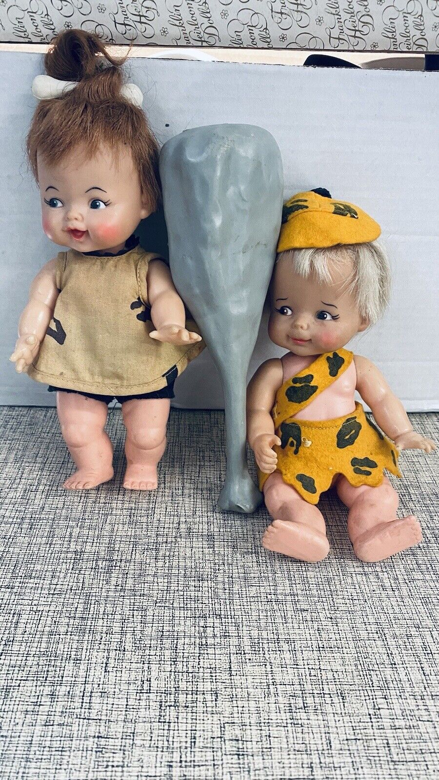 Vintage Pebbles and Bamm Bamm Dolls - Original 1963-64 IDEAL TOYS WITH CLUB CUTE