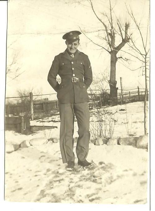 WWII Military photo real original 1945 US Army Soldier posing in snow.