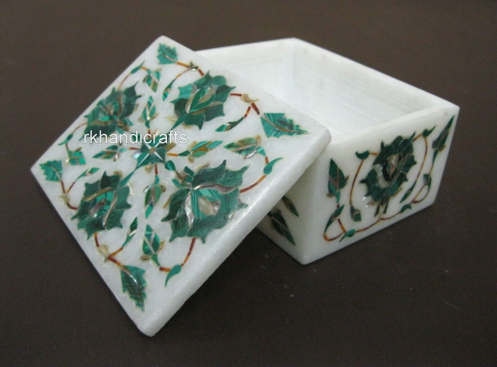 4 x 3 Inches Marble Trinket Box Pietra Dura Art Giftable Box with Elegant Look