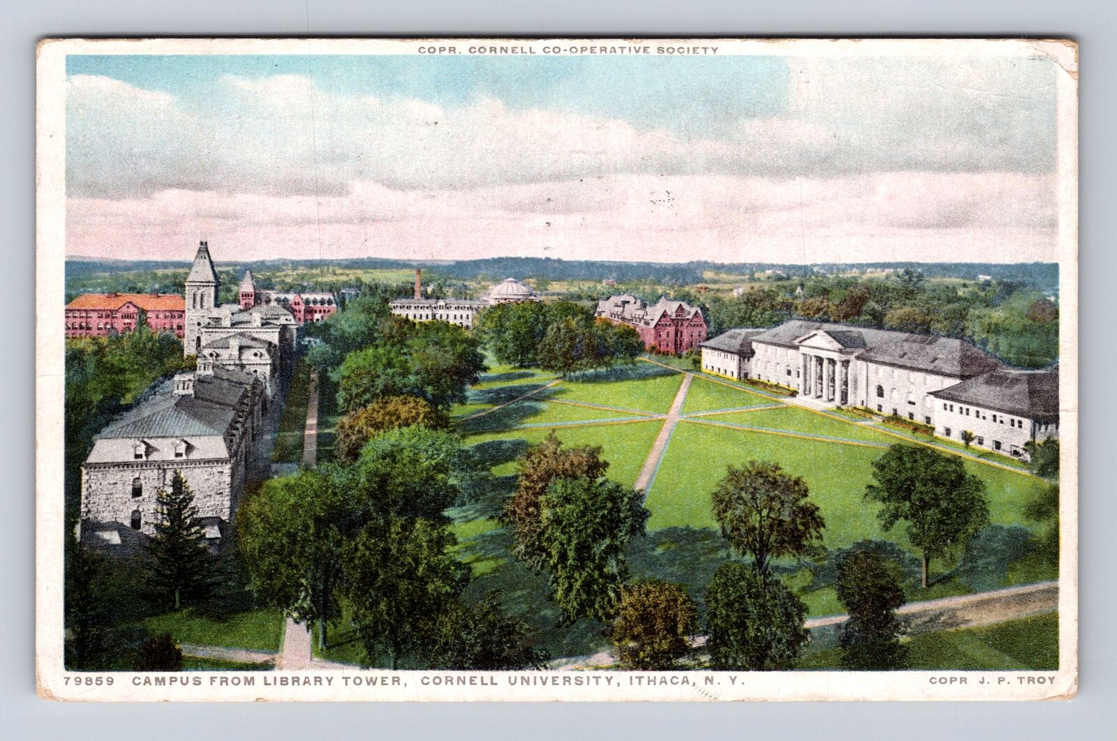 Ithaca NY-New York, Cornell University Campus, Antique Vintage c1928 Postcard