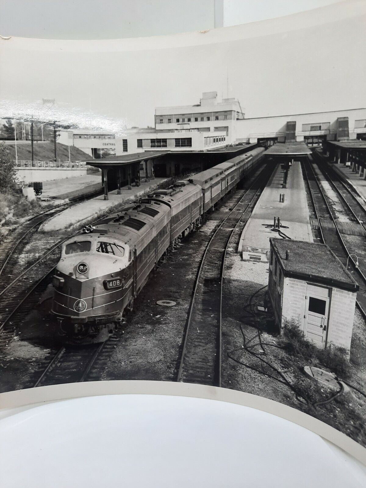 Vintage Railroad Photo B & O RR Deisel Locomotive 1408 Central Station 1940\'s 