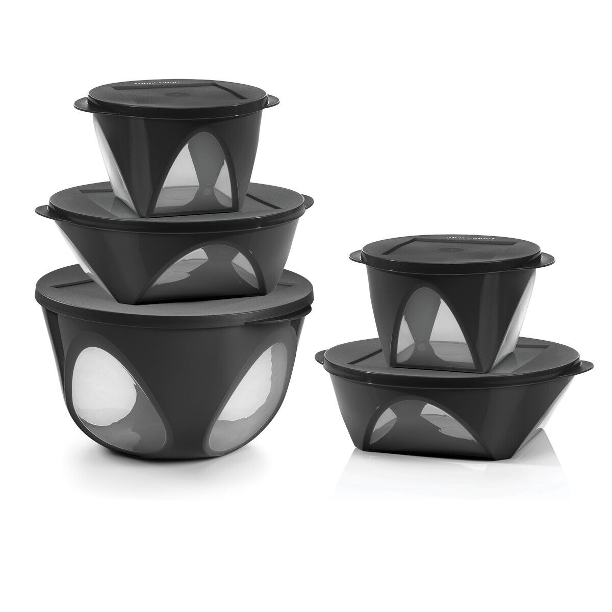 Tupperware Clear Impressions Serving Bowl Set Black New