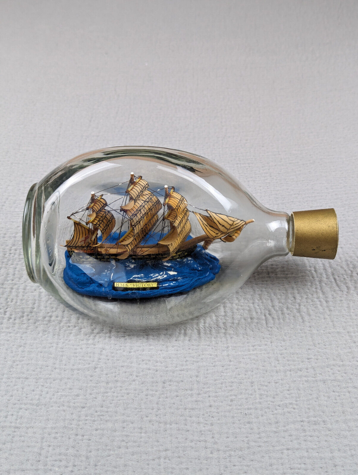 Nautical Ship in Pinched Bottle H.M.S. Victory Great Condition