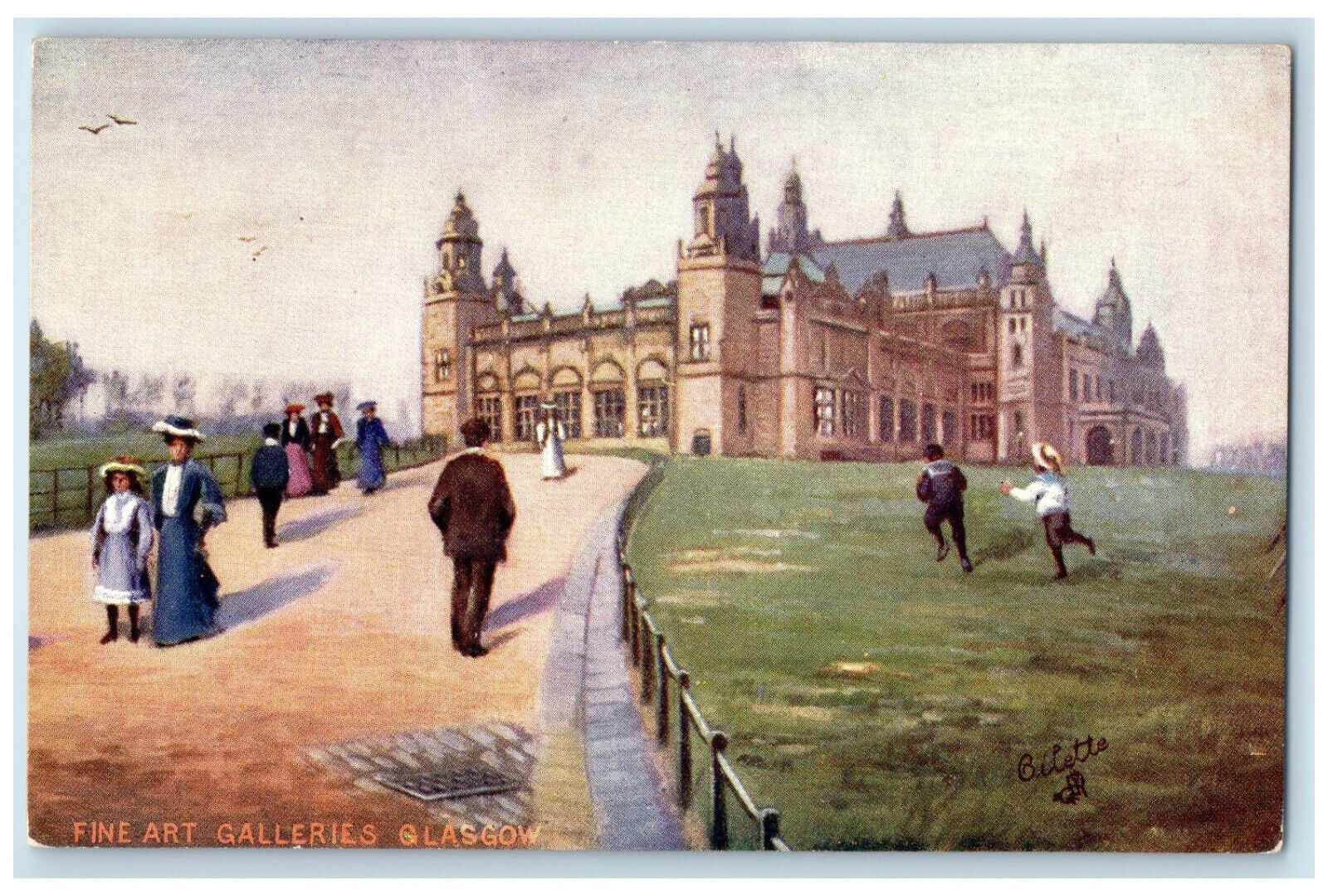 c1910 Fine Art Galleries Glasgow Scotland Antique Oilette Tuck Art Postcard