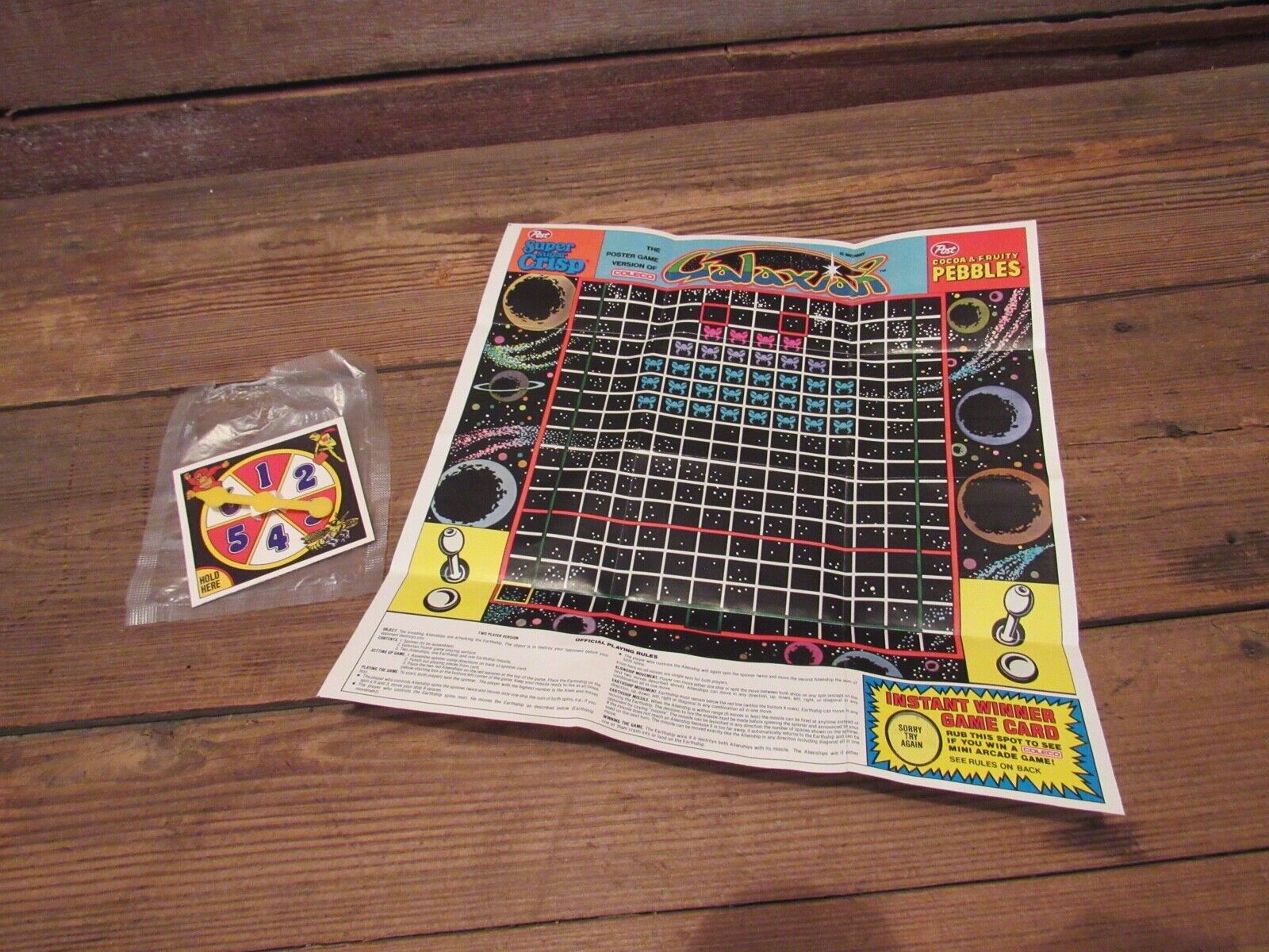 Vintage 1984 Post Cereal Coleco Galaxian Poster Game - COMPLETE & NEW CONDITIONS