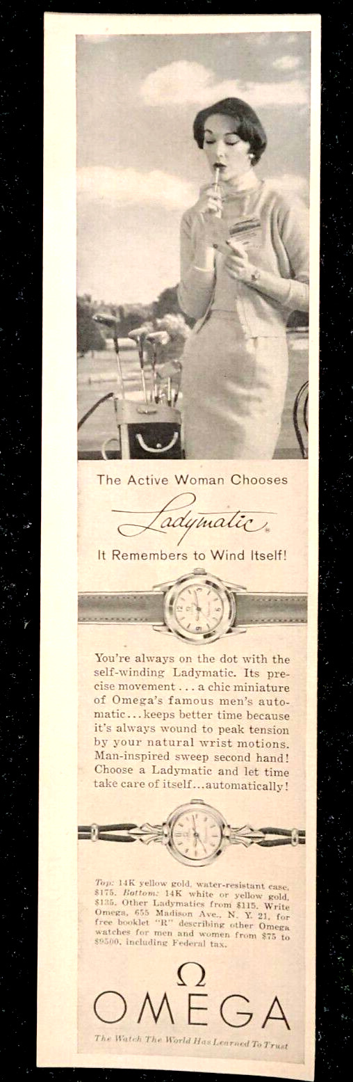 Omega Ladymatic Watch Original 1957 Vintage Print Ad