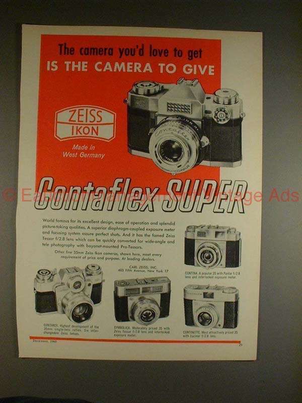 1960 Zeiss Contaflex, Contarex, Symbolica Camera Ad