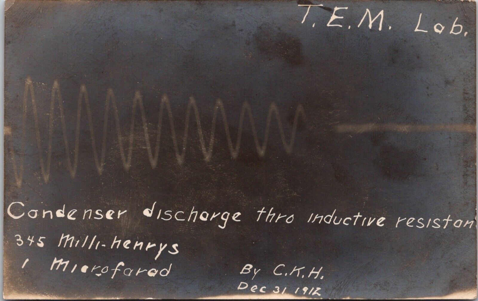 RPPC T.E.M. Laboratory Condenser Discharge Through Inductive Resistance 12/31/12
