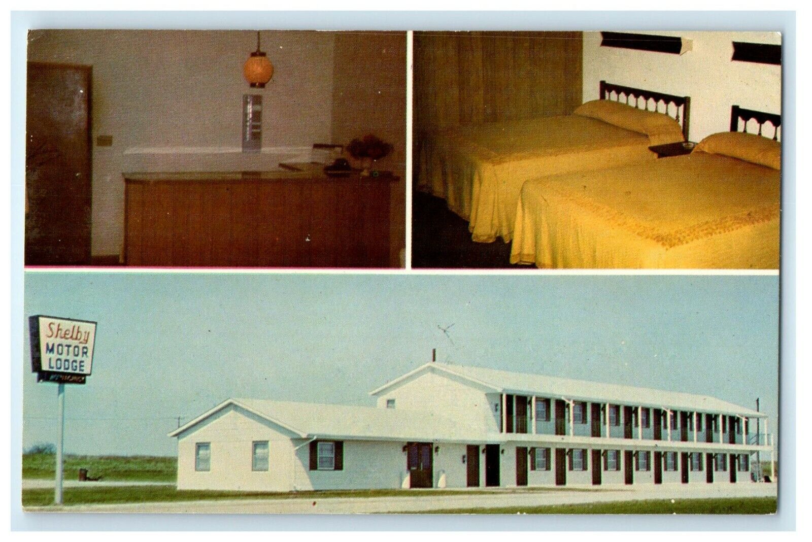 c1950\'s Shelby Motor Lodge Room View Shelby Iowa IA Vintage Postcard