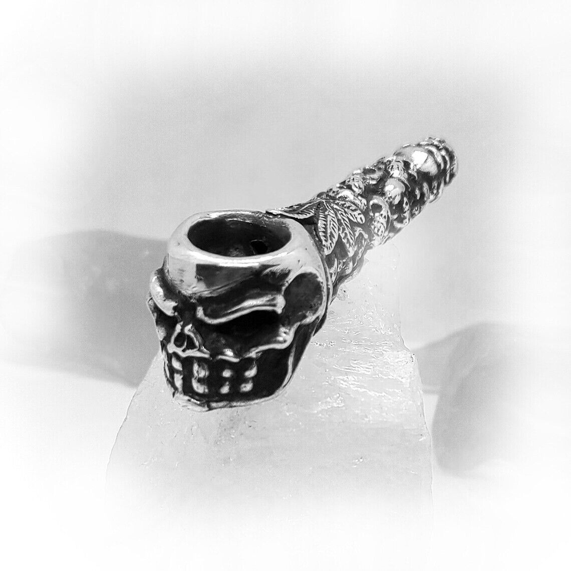Skulls in Fires Sterling Silver Pipe