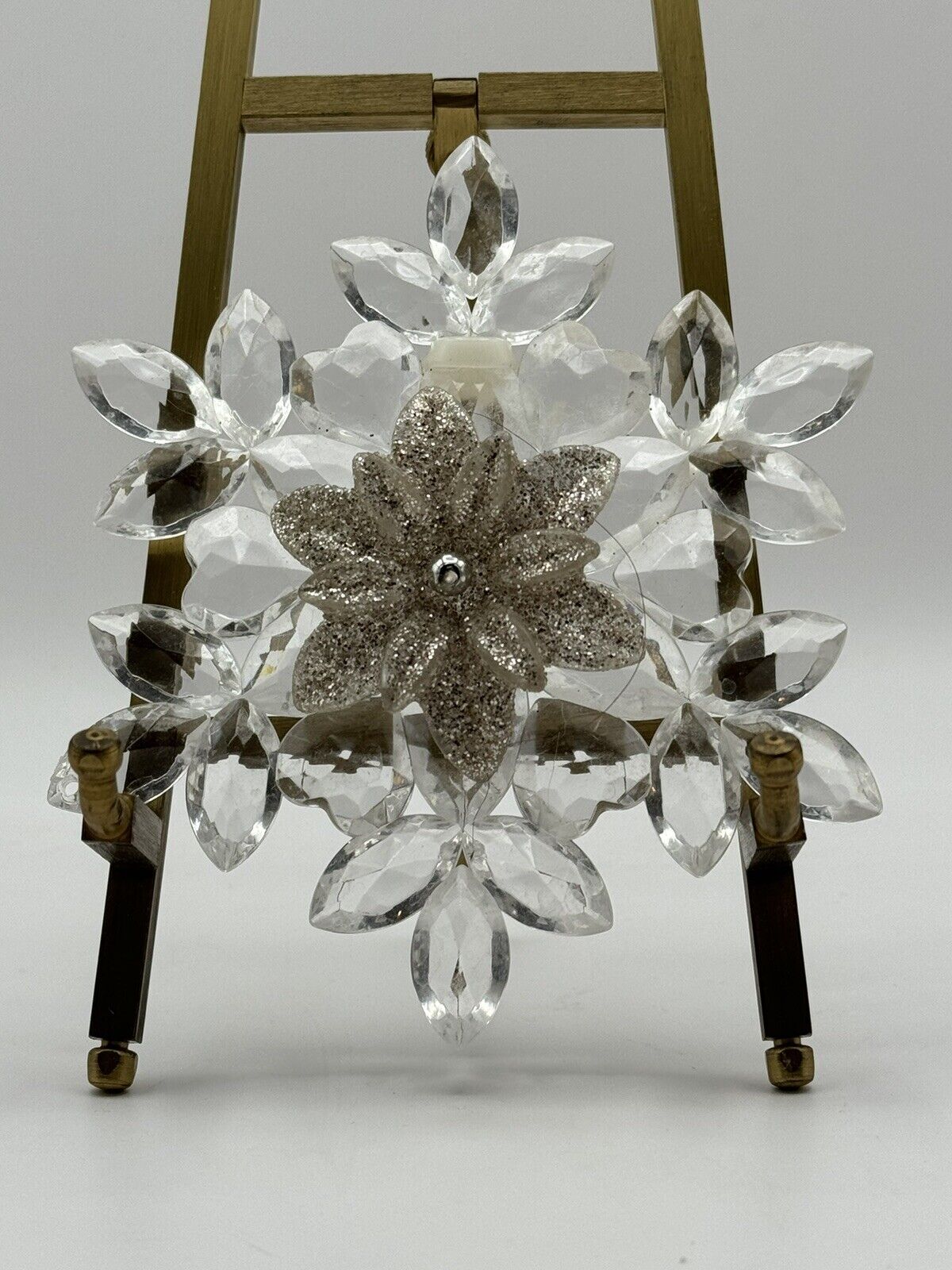 Vintage Christmas Tree Decoration Crystal-Like Plastic Snowflake