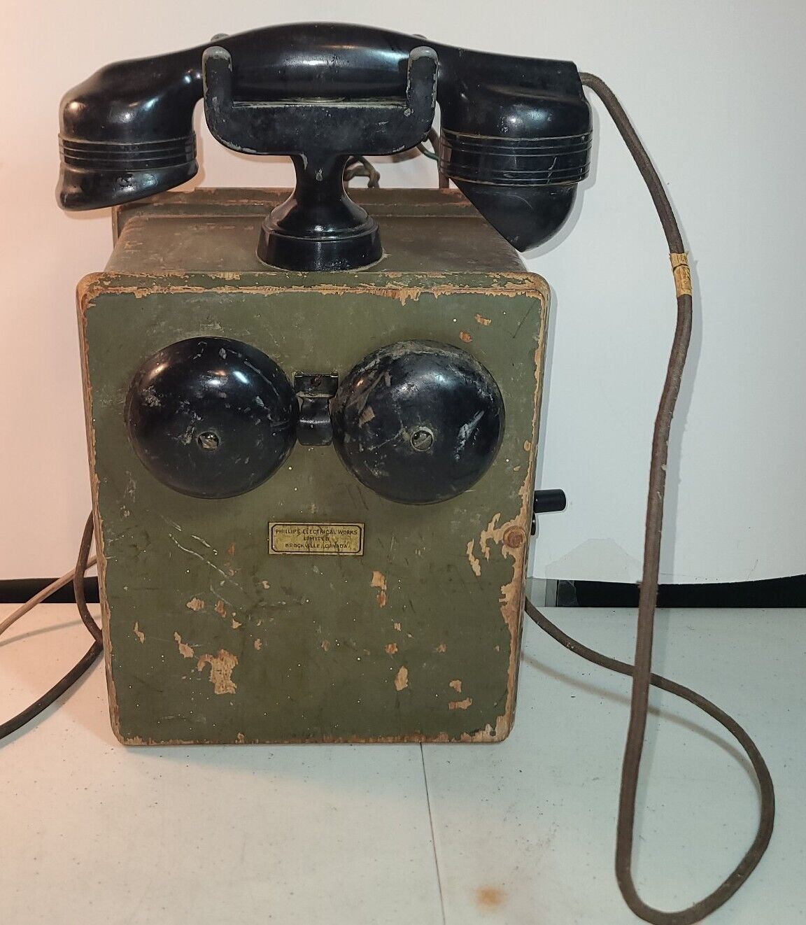 Antique Wall Telephone Monophone Phillips Electrical Works Limited Canada 1920\'s