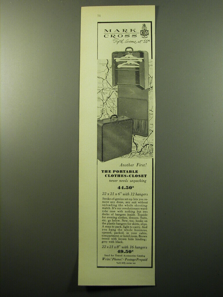 1950 Mark Cross Portable Clothes-Closet Advertisement - Another first