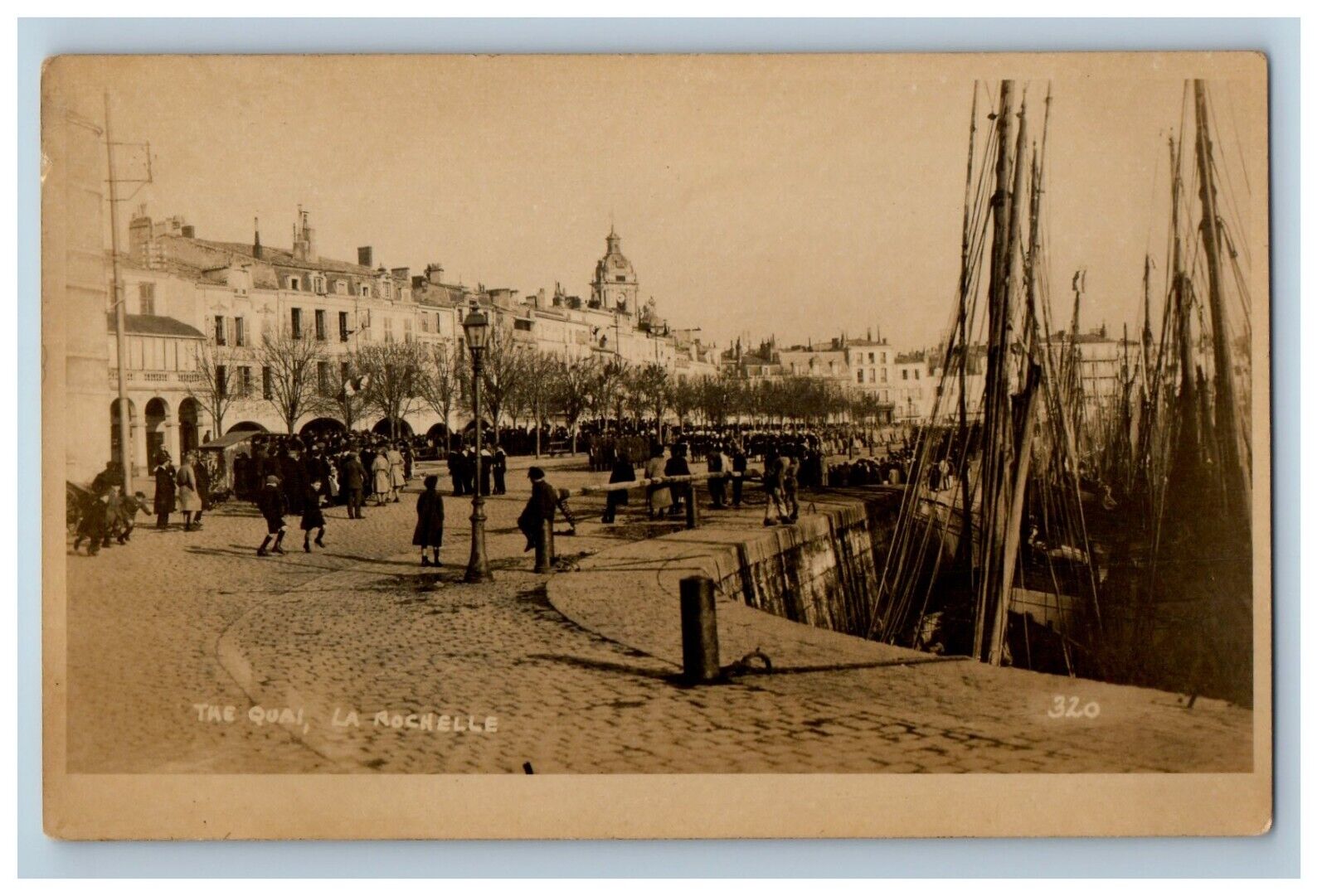 c1920\'s The Quai Street View Buildings La Rochelle France RPPC Photo Postcard