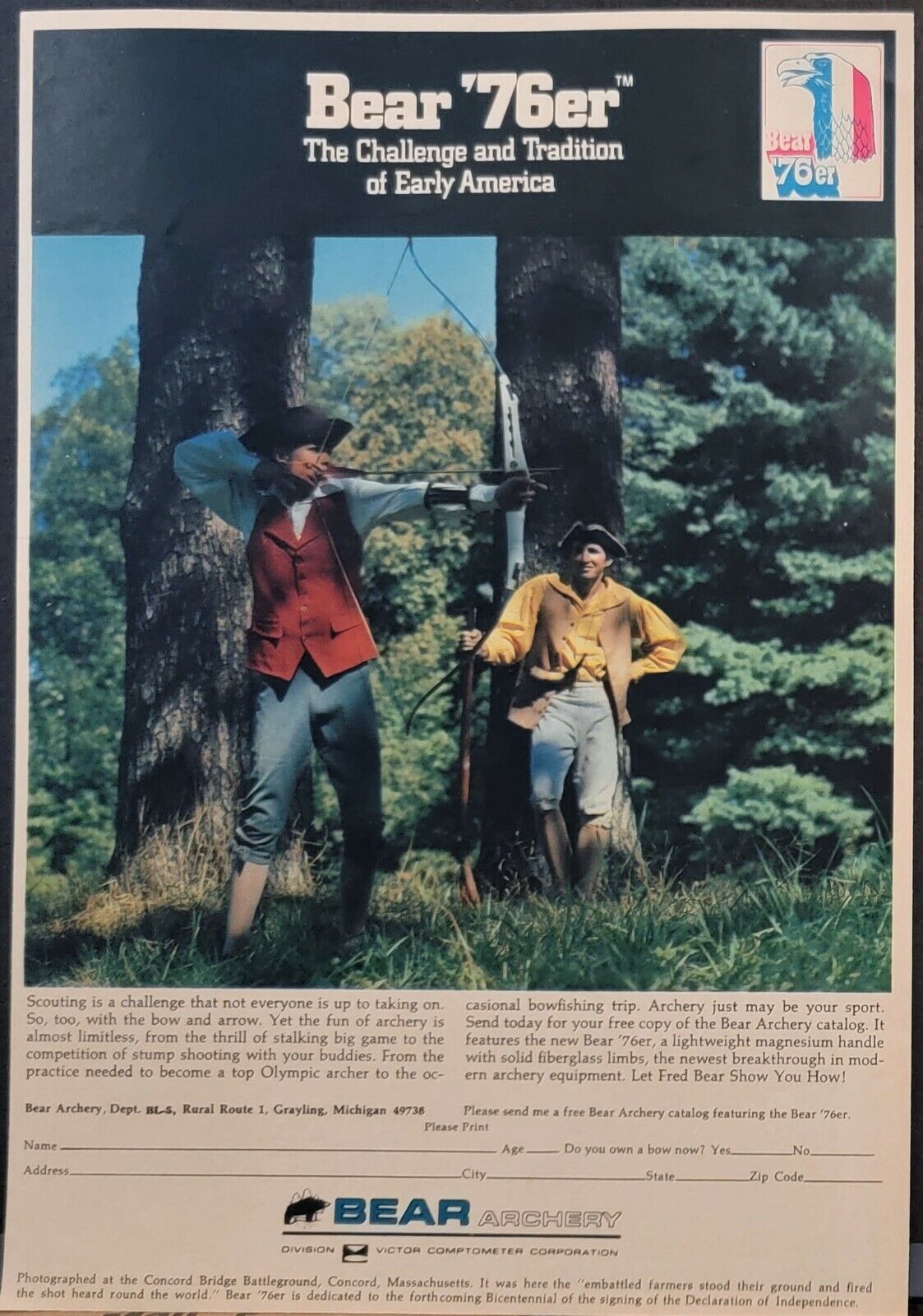 1973 Bear 76er Archery Bow and Arrow  Print Ad 