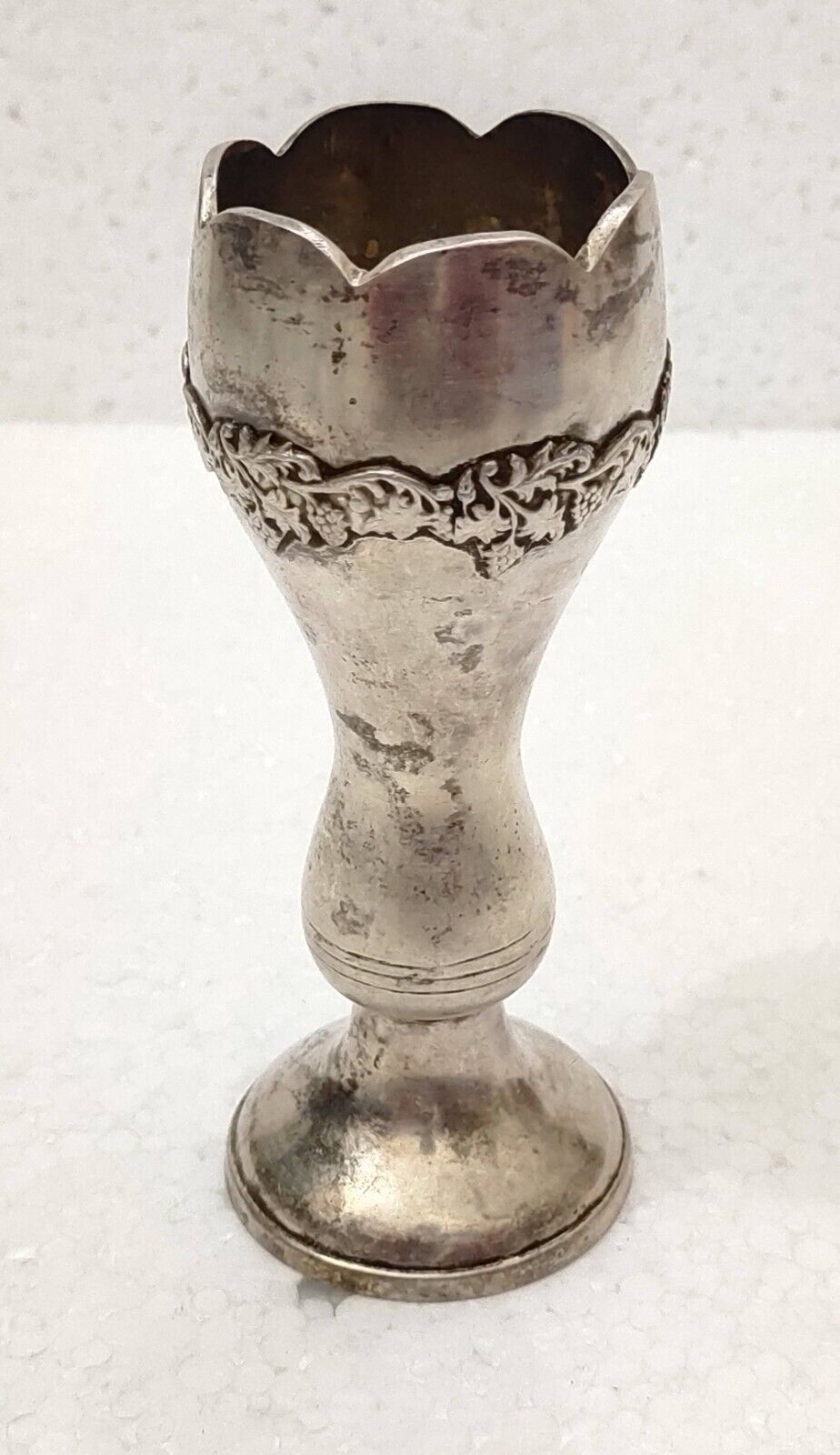 Vintage Handicrafts-Beautiful Brass Handmade & Hand Carved Silver Polished Vase