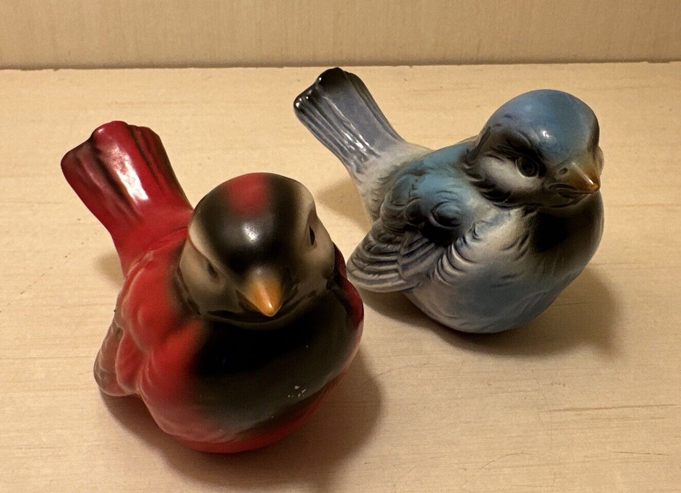 Pair of Vintage Goebel W. Germany Porcelain CV73 hand painted Red / Blue birds