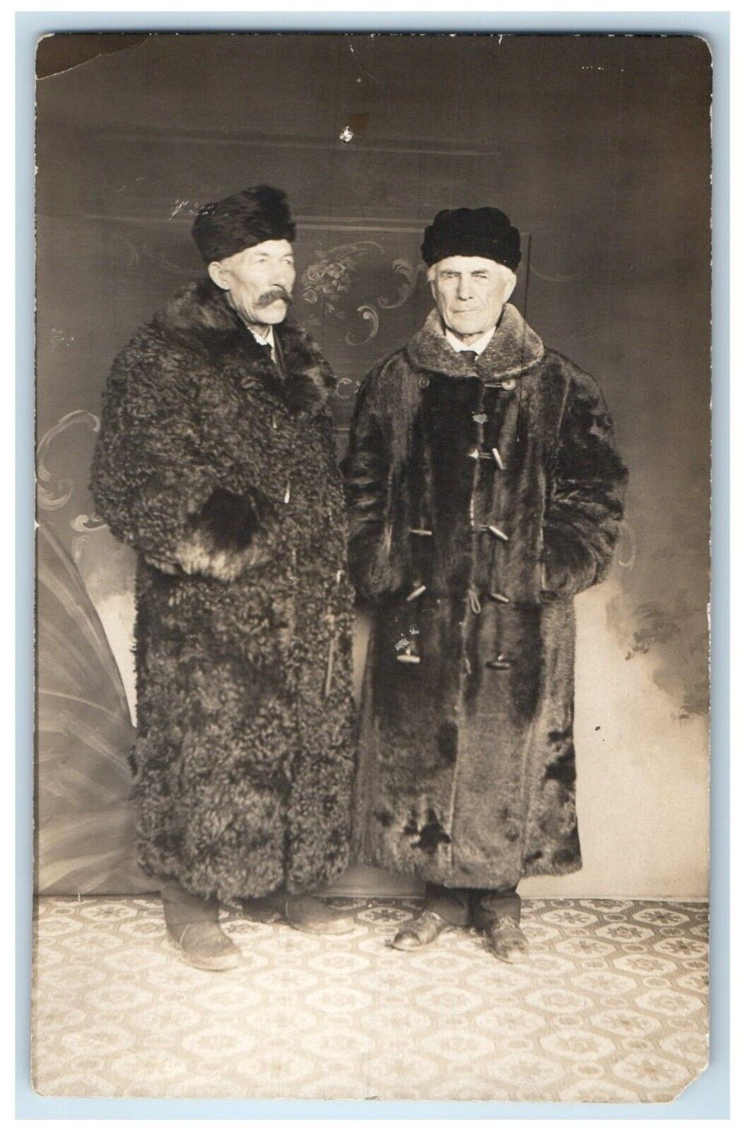 c1910\'s Buffalo And Beaver Men Coats RPPC Photo Posted Antique Postcard