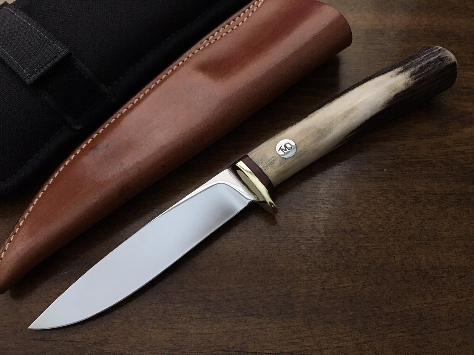 TMD Ted Dowell Custom Handmade Fixed Blade Knife Stag Handle