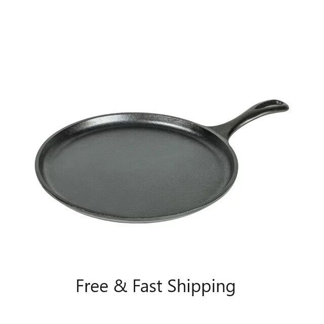 Lodge L9OG3 Pre-Seasoned Round Griddle 10.5-Inch Cast-Iron Frying Pan