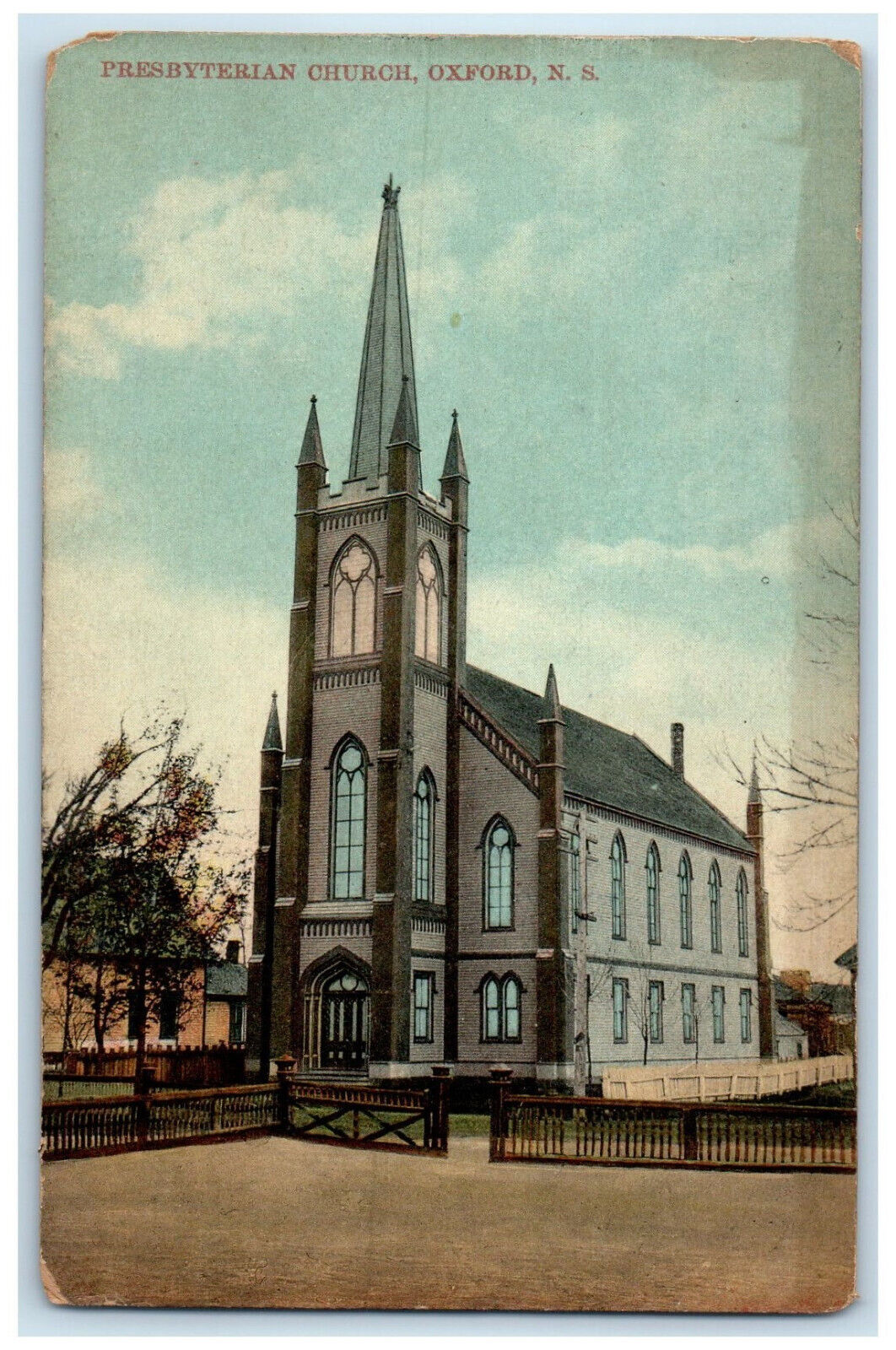 c1910 Presbyterian Church Oxford Nova Scotia Canada Antique Postcard