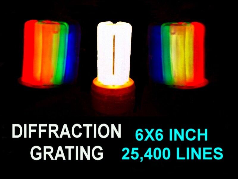 HUGE 6x6 INCH Diffraction Grating Sheet 25,400 Lines Per Inch,Laser Split LOOK