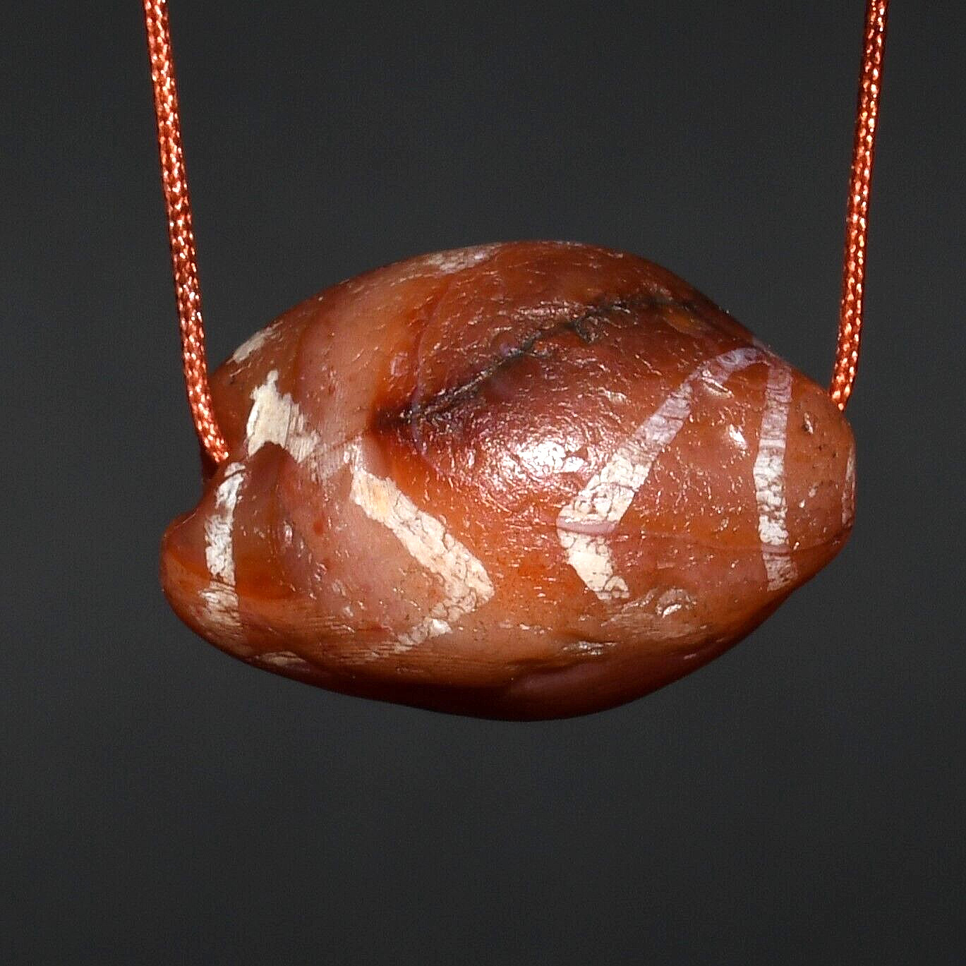 Ancient Very Old Etched Carnelian Bead with Rare Pattern over 2000 Years Old