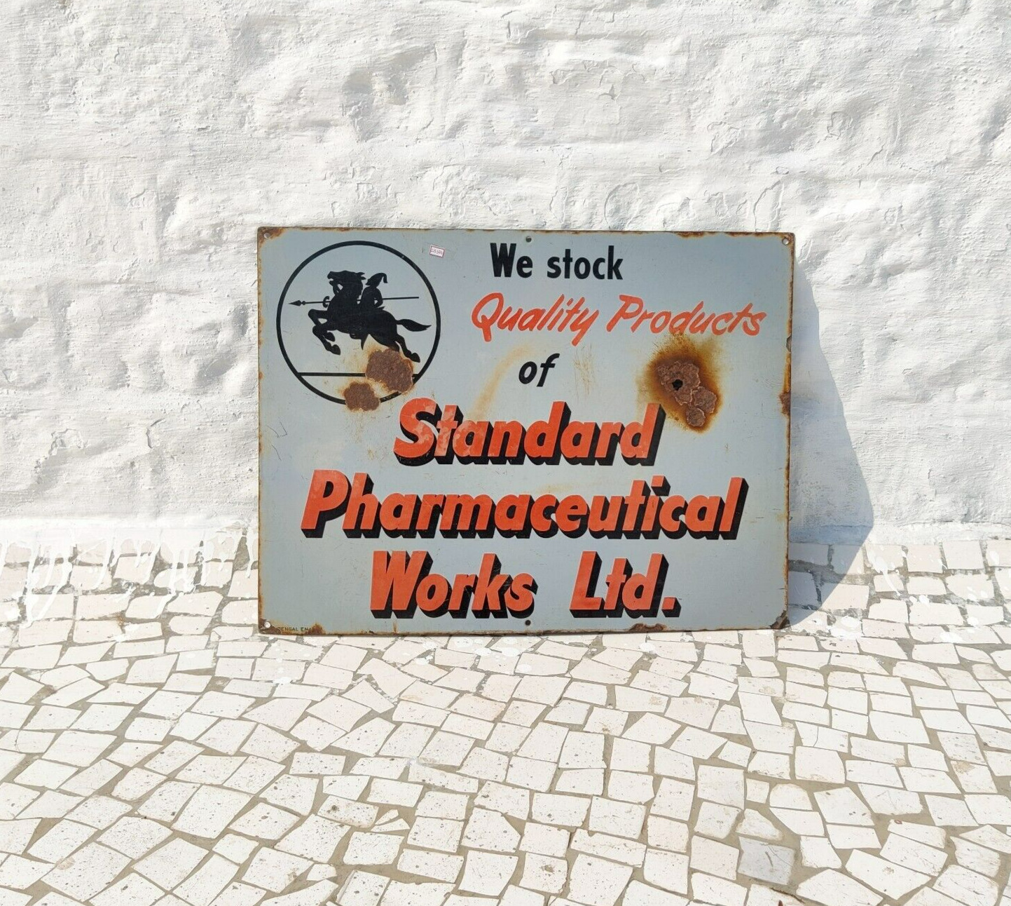 1940s Vintage Standard Pharmaceutical Advertising Enamel Sign Board Rare EB321