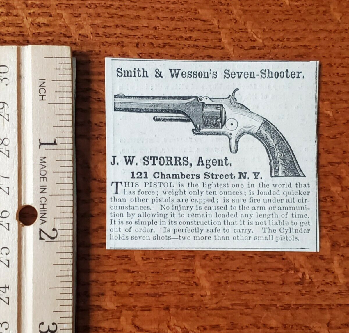 Harper\'s Weekly 1859 Advertisement SMITH WESSONS SEVEN SHOOTER J W STORRS AGENT