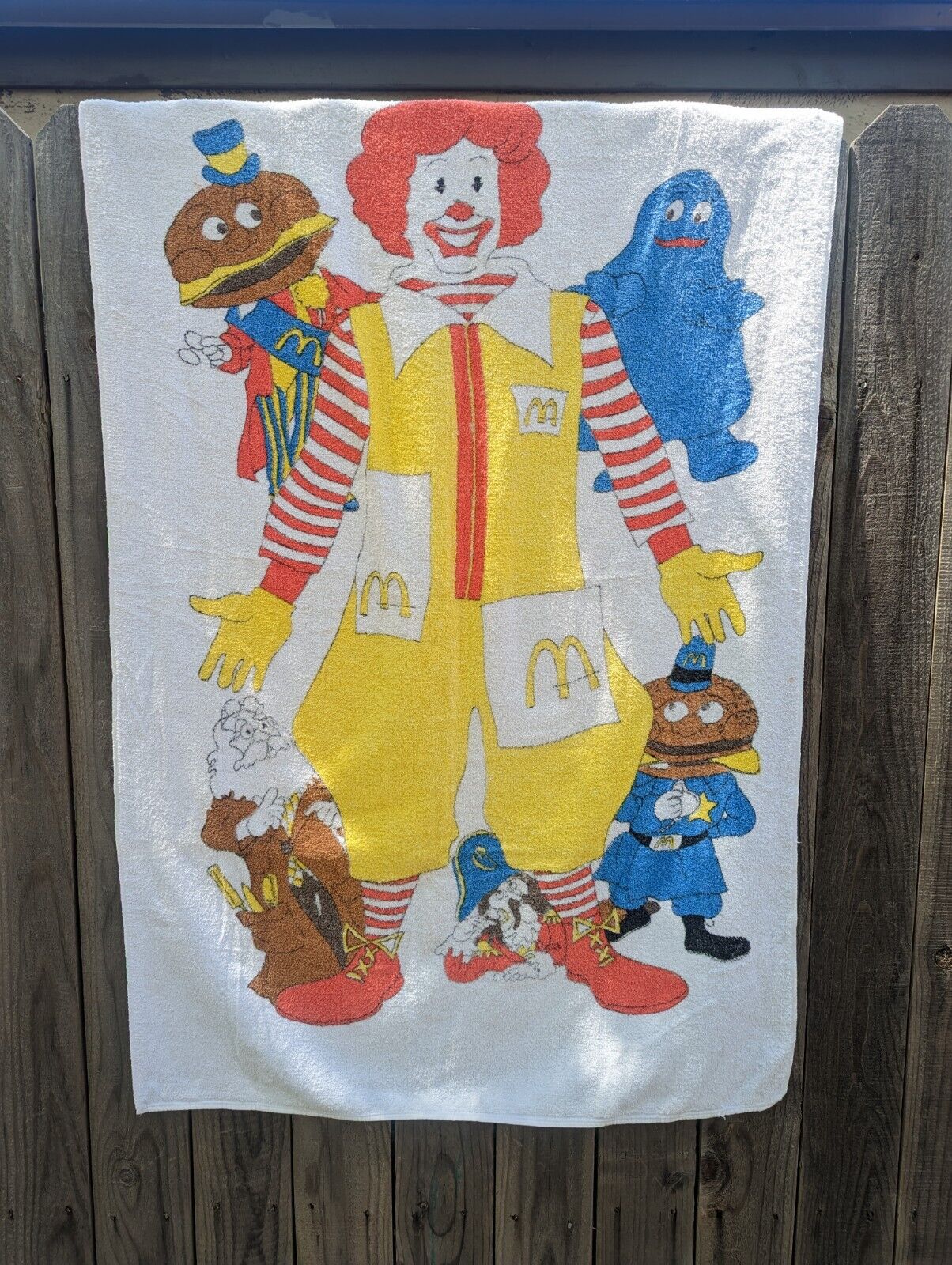 Vintage McDonalds McDonaldland Beach Towel 1975 Made in USA 60 x 38 inches