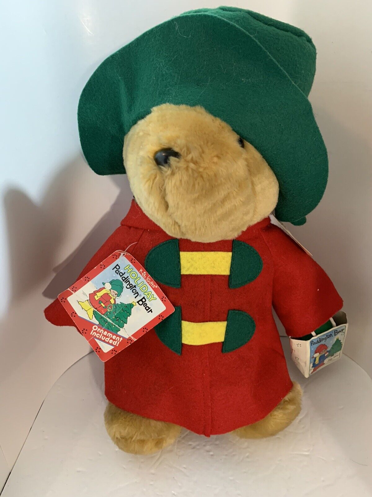 Vintage Christmas Paddington Bear Teddy 14” Plush Animal Sears Green Red Holiday