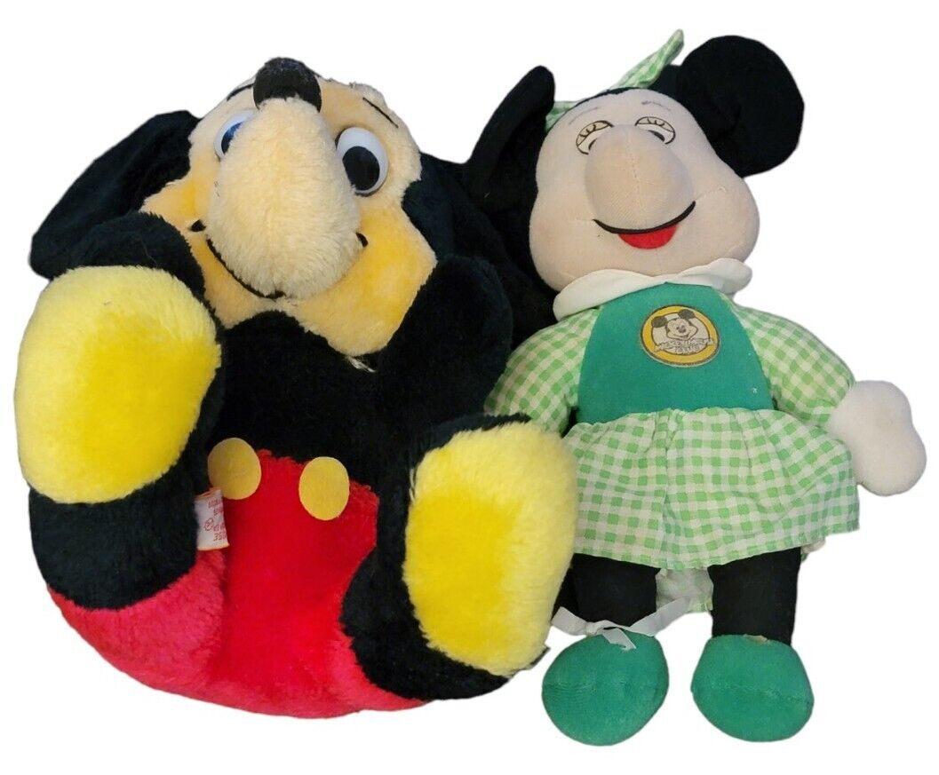 Vintage Mickey and Minnie Mouse Plush Dolls Walt Disney Disneyland 