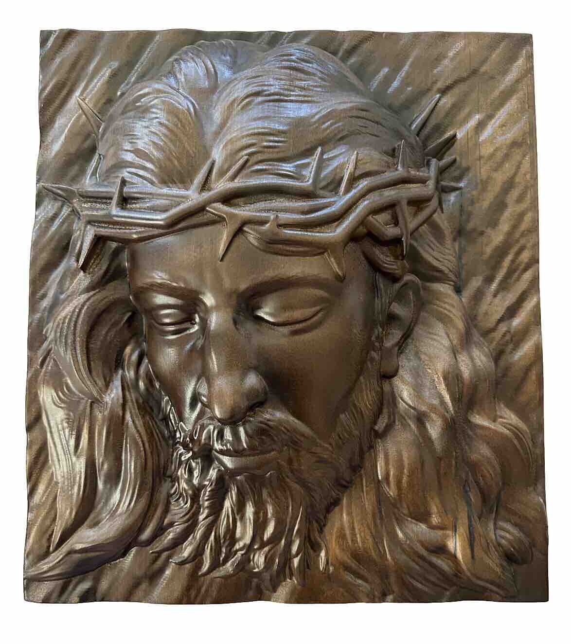 Solid Wood Carved Jesus Wall Plaque