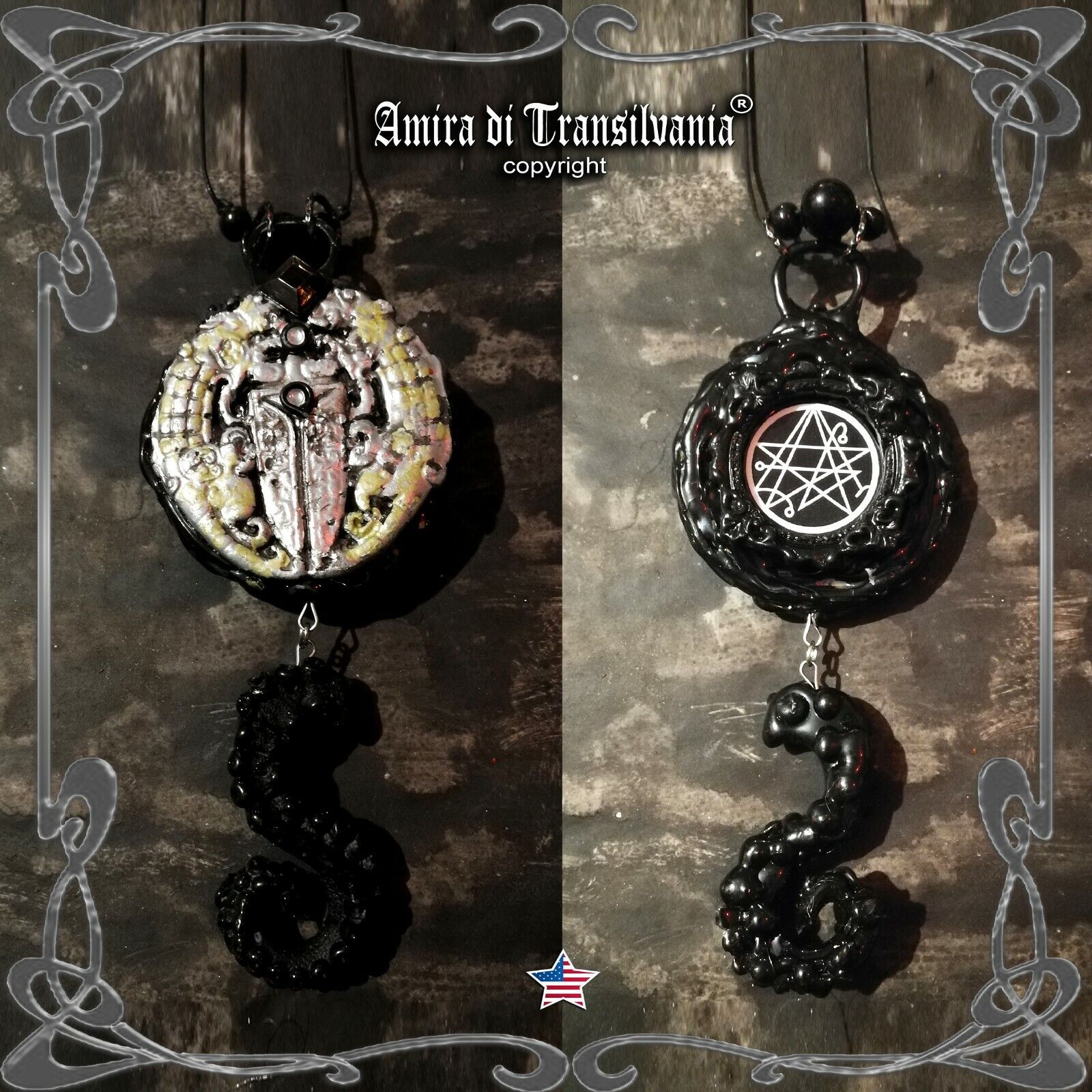 necronomicon talisman wicca necklace amulet pendant gothic witch dark jewelry