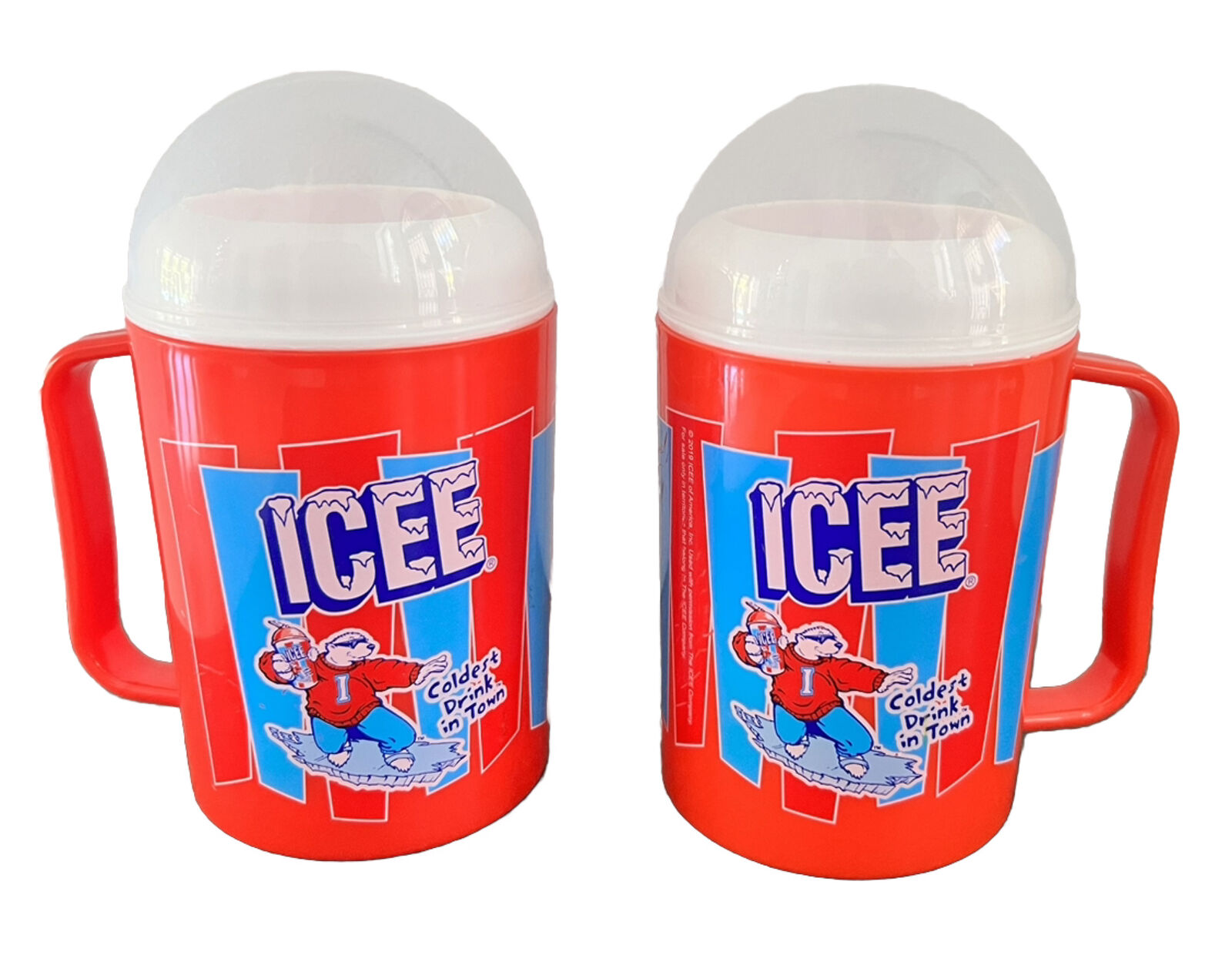 ICEE Brand 10oz Plastic Slushie Mugs Red Blue 2019