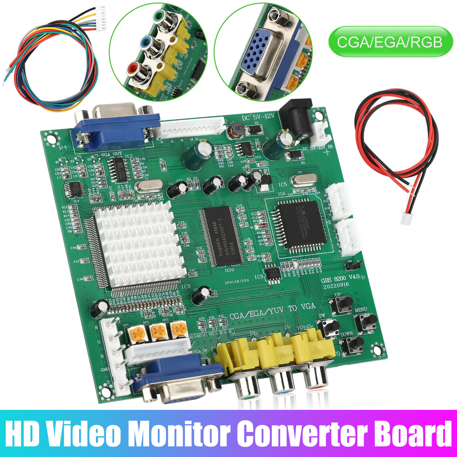 HD Video Converter Board RGB CGA EGA YUV to VGA Arcade Game Monitor Module Board