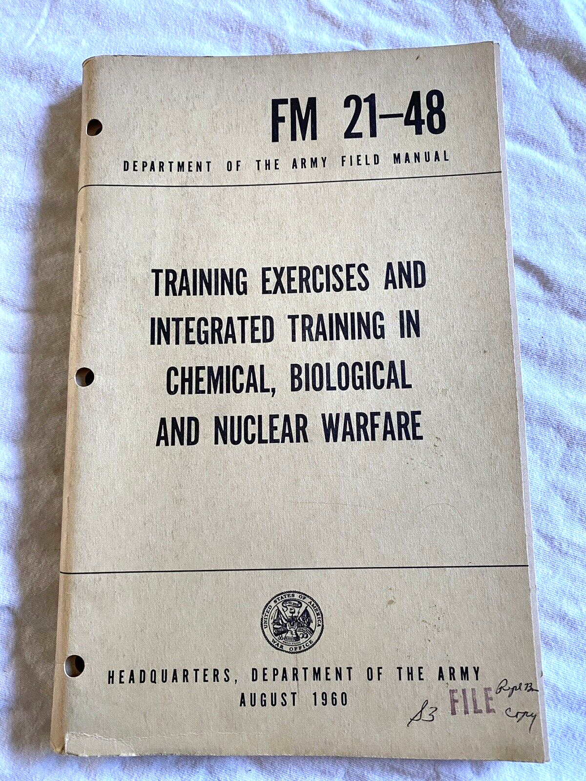 1960 Army Field Manual 21-48 Chemical Biological Nuclear Warfare Manual Original